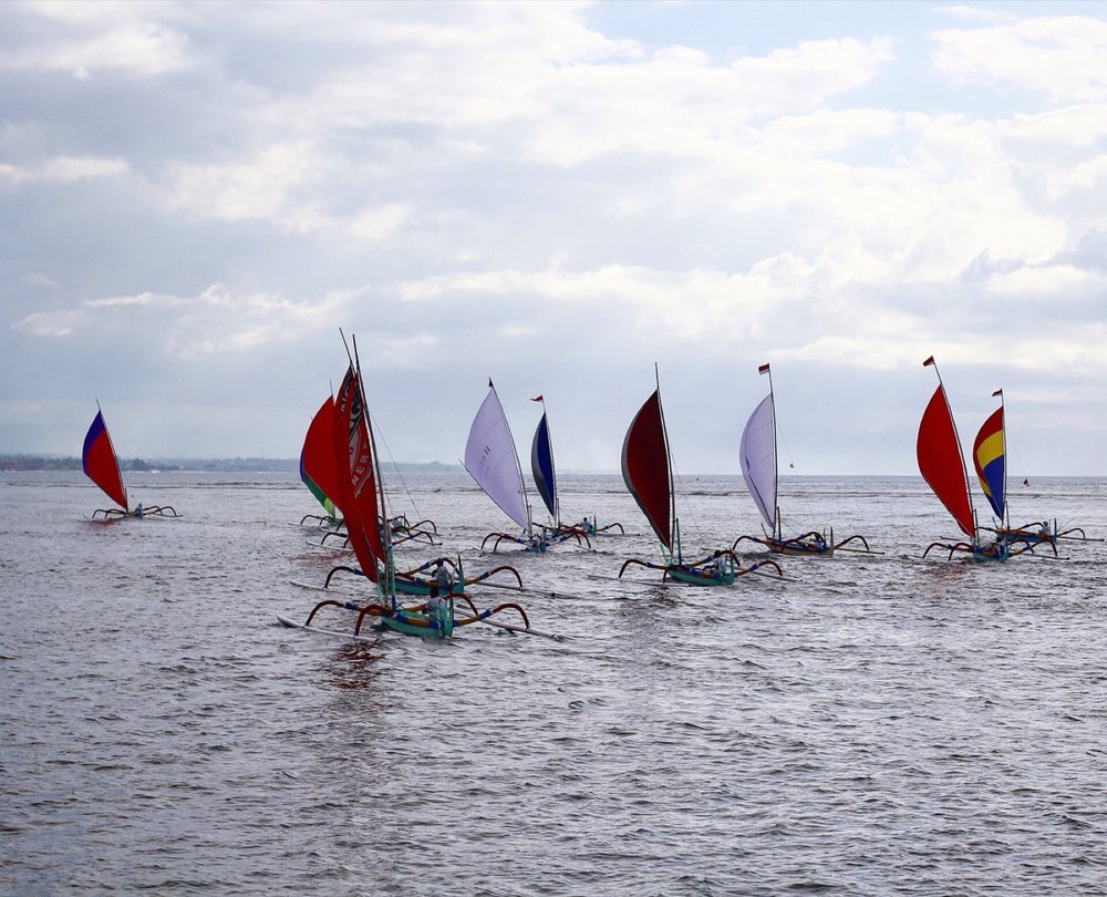 Fleet of traditional boats at Serangan