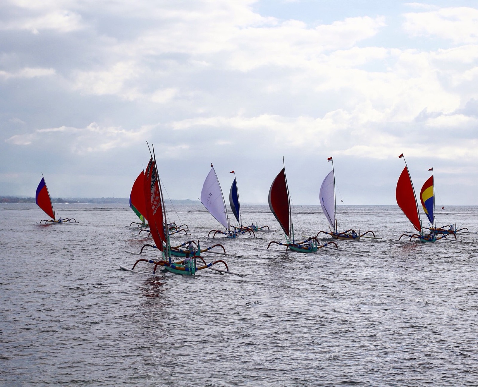 Fleet of traditional boats at Serangan